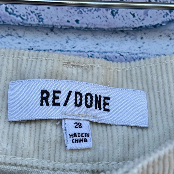 Re/Done 70s Pocket Loose Flare Corduroy Pants in Vintage Ivory Size 28 - Picture 11 of 16
